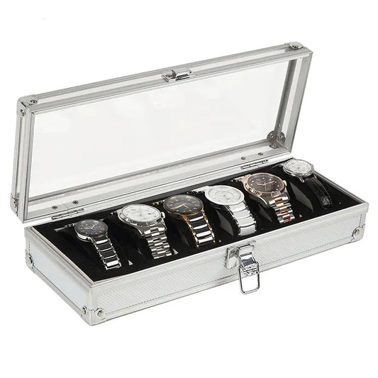 Aluminum 6-Position Watch Box for Jewelry Storage